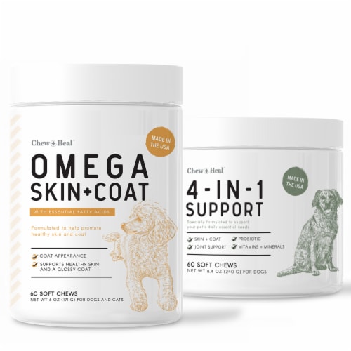 Chew Heal MaxProtect Omega Skin Coat Dog Supplements 120 Delicious Total Chews 120 Count Mariano s