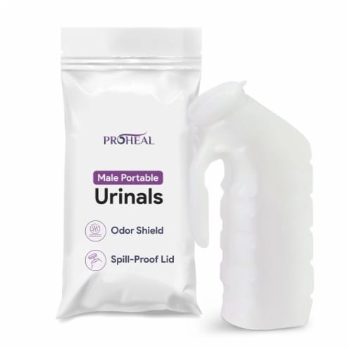 ProHeal Portable Urinals for Men, Spill-Proof Pee Bottles, 32oz. Capacity - 5 Pack Perspective: front