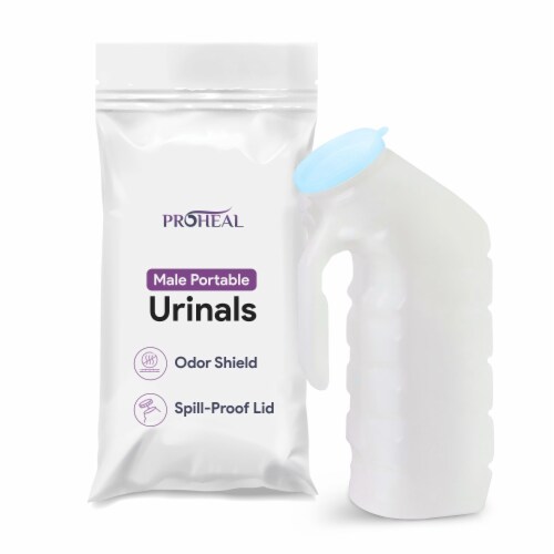 ProHeal Glow-in-the-Dark Portable Urinals for Men, Pee Bottles, 32oz. Capacity - 12 Pack Perspective: front