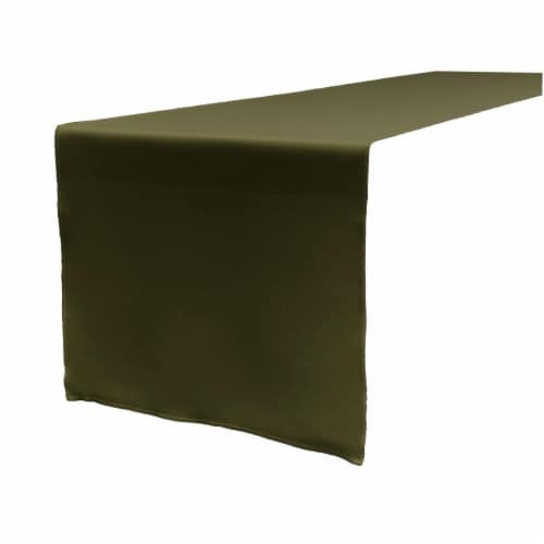 LA Linen TCpop14x108-OliveP21 Polyester Poplin Table Runner, Olive - 14 x 108 in. Perspective: front
