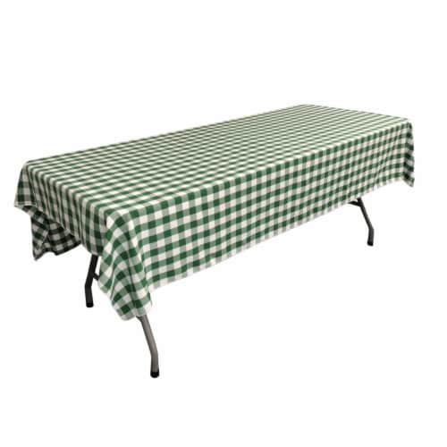LA Linen TCcheck60x102-HunterGreenK20 Polyester Gingham Checkered Rectangular Tablecloth, Whi Perspective: front