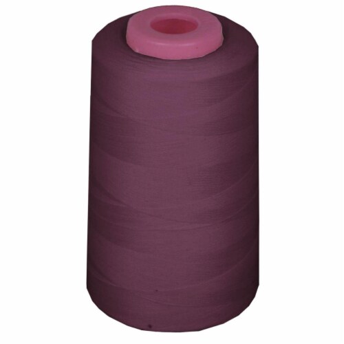 LA Linen ThreadEggplantAX748 6000 Yards 100 Percent Polyester Cone Serger Thread, Eggplant - Perspective: front