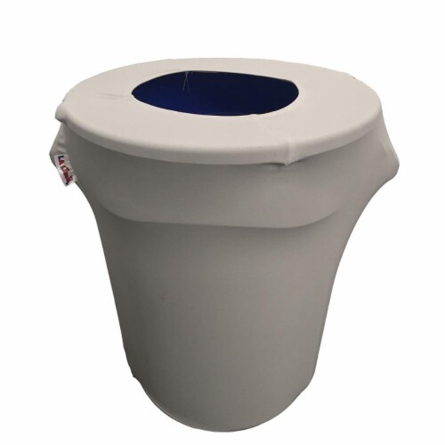 LA Linen SpandexCover32G-GrayLgtX41 Stretch Spandex Trash Can Cover 32 gal Round, Light Gray, 1 ...