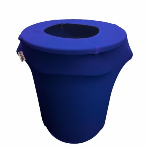 LA Linen SpandexCover32G-RoyalX50 Stretch Spandex Trash Can Cover 32 gal Round, Royal Blue, 1 ...