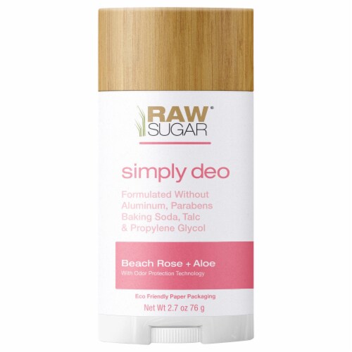 Raw Sugar® Simply Deo Beach Rose + Aloe Deodorant Stick Perspective: front