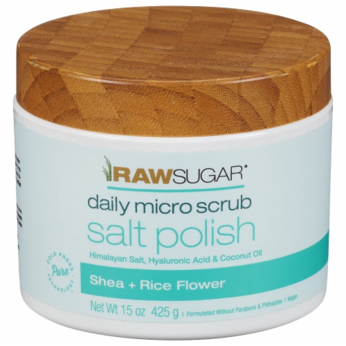 Raw Sugar® Daily Micro Scrub Salt Polish - Shea + Rice Flower Perspective: front