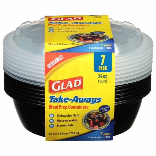 Glad Round Plastic Containers with Lids - 7 Pack, 24 oz - Harris