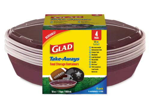 Glad™ Take-Aways Football Food Storage Containers Set Perspective: front