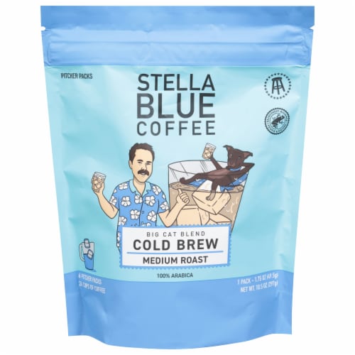 Stella Blue Coffee Big Cat Blend Medium Roast Cold Brew Pitcher Packs Perspective: front