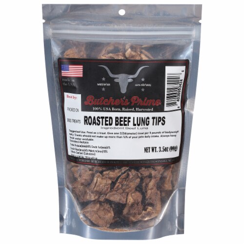 Butcher's Prime Roasted Beef Lung Tip Dog Treats Perspective: front