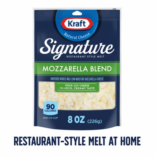 Kraft Signature Restaurant Style Melt Mozzarella Blend Shredded Cheese 8 oz Perspective: front