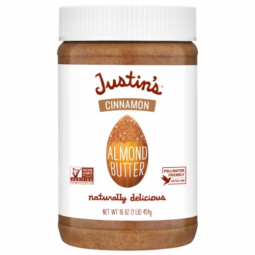 Justin's Cinnamon Almond Butter Jar 16 oz Perspective: front