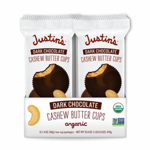 Justin's® Organic Dark Chocolate Cashew Butter Cups Perspective: front
