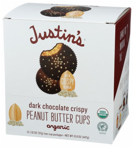 Justin's Organic Dark Chocolate Crispy Peanut Butter Cup Caddy, 12