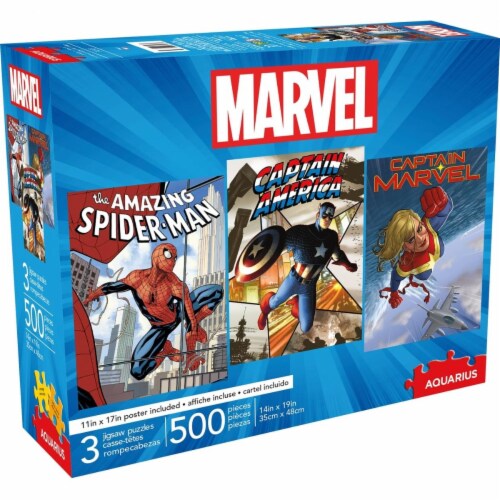 Marvel 815333 500 Piece Marvel Heroes Puzzle Set, Pack of 3 Perspective: front