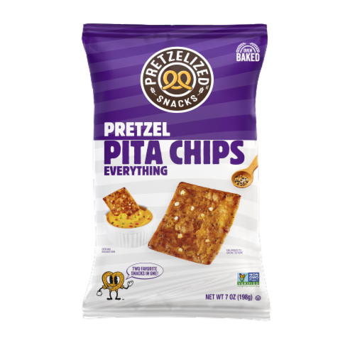 PRETZELIZED™ Snacks Everything Pita Chips Pretzels Bag Perspective: front
