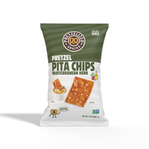 Pretzelized™ Snacks Mediterranean Herb Pretzel Pita Chips Perspective: front