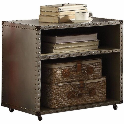 Rectangular Nightstand With Usb Power Dock And Caster Legs In Aluminum
