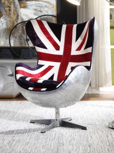 Accent Chair w/Swivel - Pattern Fabric & Aluminum Yantian Perspective: front