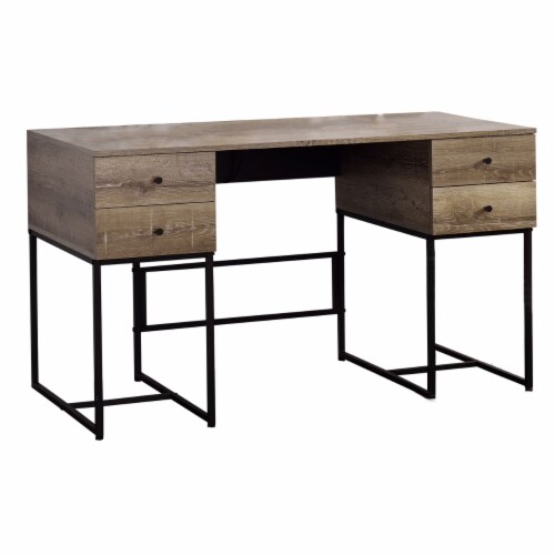 Desk, Rustic Oak & Black Perspective: front