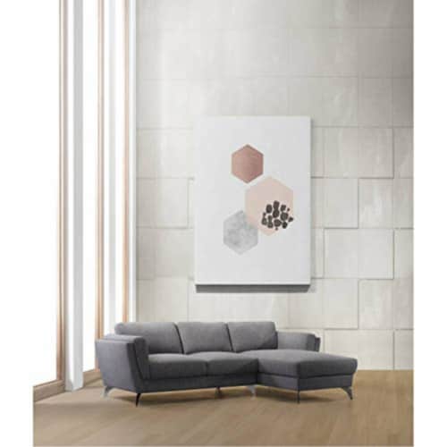 Sectional Sofa Gray Fabric Perspective: front