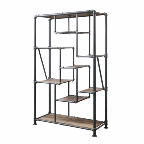 Book Shelf, Antique Oak & Sandy Gray Finish Perspective: front