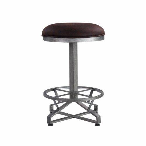 Counter Height Stool, Rustic Brown Fabric & Black Finish, 1