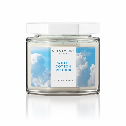 Scentworx Scented Jar Candle - White Cotton Clouds Perspective: front