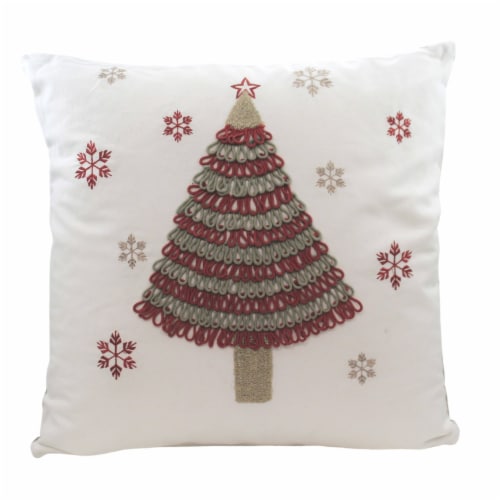 Christmas Tree With Snowflakes Pillow Fabric Holiday Decor 53009A Perspective: front