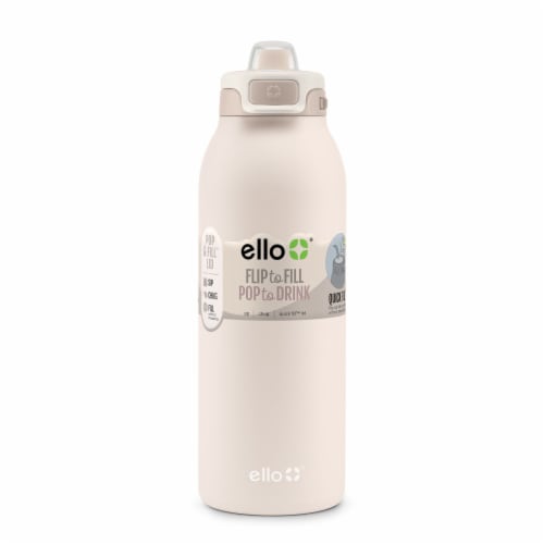 Ello® Pop & Fill 40oz Stainless Steel Water Bottle - Tonal Cream Perspective: front