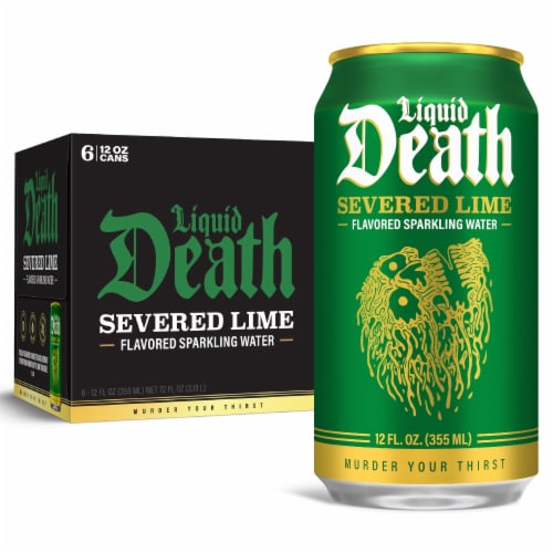 Liquid Death, Severed Lime, Lime-Flavored Sparkling Water Perspective: front