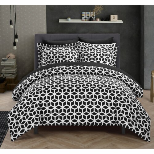 Chic Home Avaline 3 Piece Duvet Cover Set Geometric Diamond Print Design Bedding Zipper Perspective: front