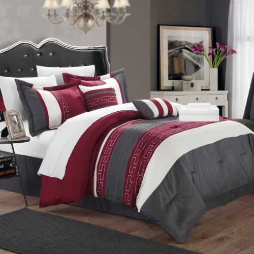 Coralie 10 Piece Bed In a Bag Comforter Set grey queen Perspective: front