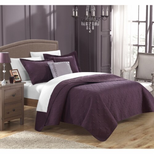 4 or 3 Piece Garibaldi Traditional Embroidery Quilt set with Embroidered Decorative pillow Perspective: front