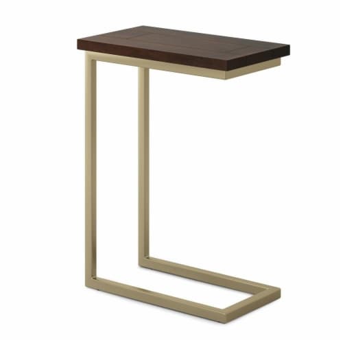 Simpli Home Skyler 18 Solid Wood And Metal C Shaped Side Table In Dark Browngold 1 Kroger