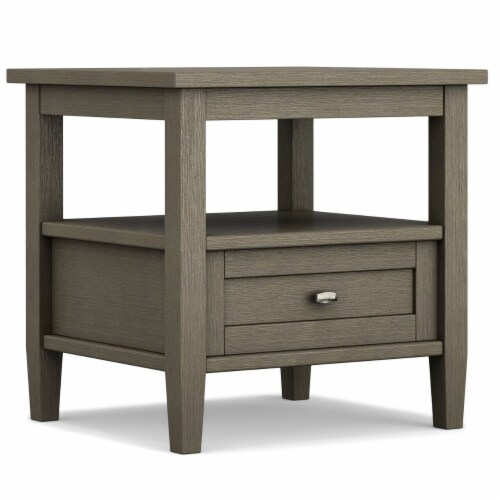 Simpli Home Warm Shaker Wood End Table - Farmhouse Gray Perspective: front