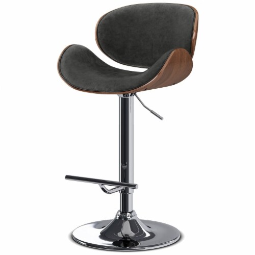Simpli Home Marana Bentwood Adjustable Swivel Bar Stool Walnut