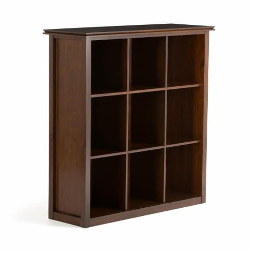 Simpli Home Artisan Wood Transitional 9 Cube Bookcase and Unit in Russet Brown Perspective: front