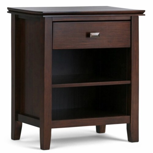 Simpli Home Artisan Wood 24  Transitional Bedside Nightstand Table in Russet Brown Perspective: front