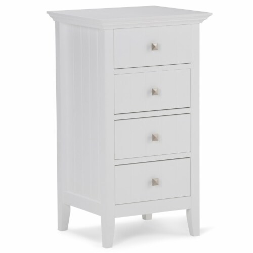 Simpli Home Acadian 32.1  H x 18.1  W Four Drawer Floor Bath Cabinet in Pure White Perspective: front