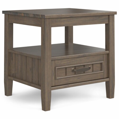 Simpli Home Lev End Table Solid Wood With Drawer And Open Shelf Living Room Furniture 0.5 top Gerbes Super Markets