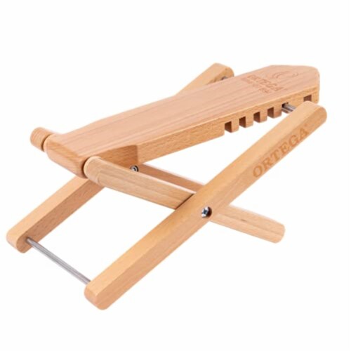 Ortega Guitars OWFS-1WR Wooden Adjustable Classical Guitar Foot Stool, Birch Wine Red Finish