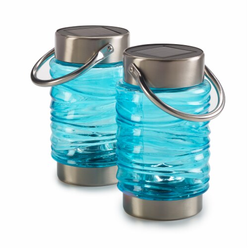 Smart Solar Blue Wave Outdoor Lanterns Perspective: front