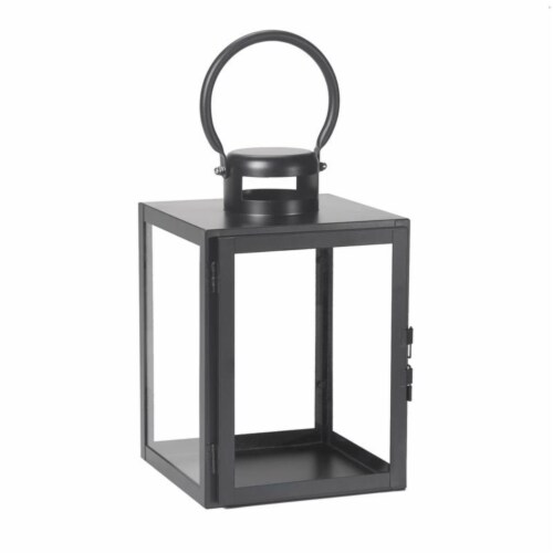 Smart Solar 8081664 11 in. One Mantle Glass & Metal Huntington Lantern - Black - Pack of 2 Perspective: front