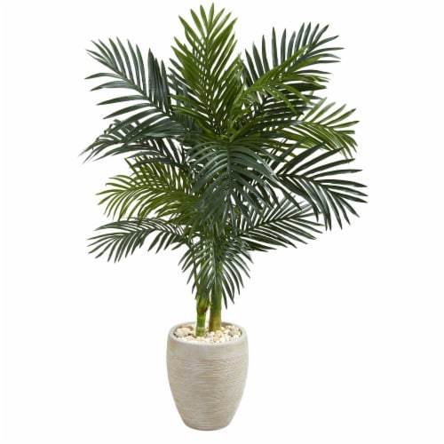 Nearly Natural 5789 4.5 ft. Golden Cane Palm Artificial Tree in Oval Planter Perspective: front
