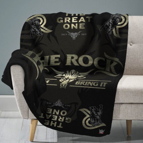 Sleep Squad WWE The Rock 60” x 80” Raschel Plush Blanket Perspective: front