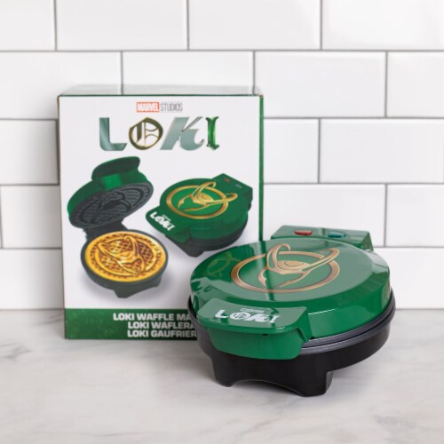 Uncanny Brands Marvel Loki Waffle Maker - Loki's Helmet on Your Waffles - Waffle Iron Perspective: front