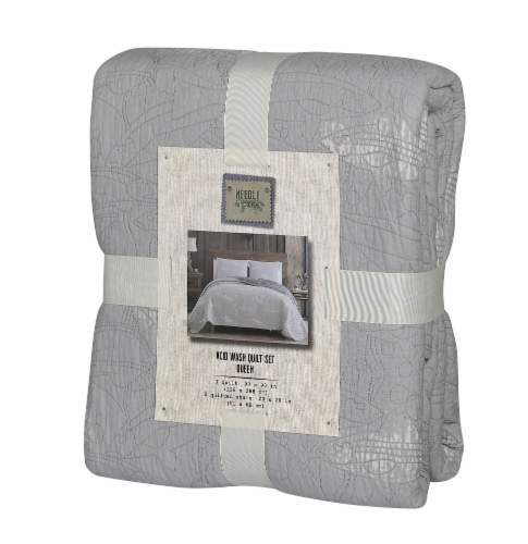 Denim Trading Post Needle & Pine Acid Wash Quilt Set - 3 Piece - Gray Perspective: front