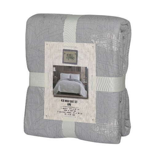 Denim Trading Post Needle & Pine Acid Wash Quilt Set - 3 Piece - Gray Perspective: front