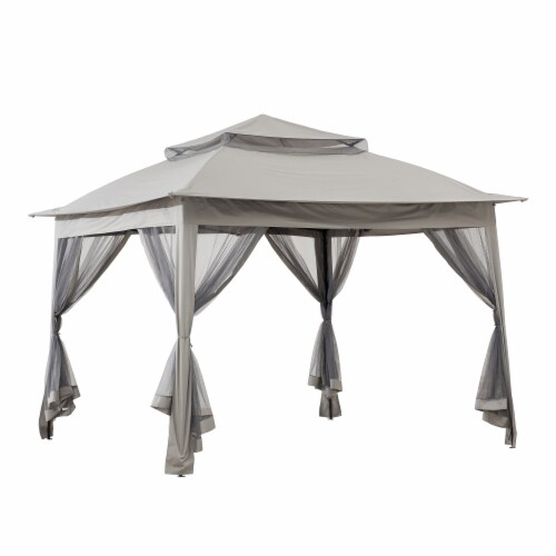 Sunjoy Pop Up Portable Gray Steel Gazebo Perspective: front